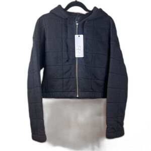 BOBI LA • Black Quilted Crop Jacket • Size XL